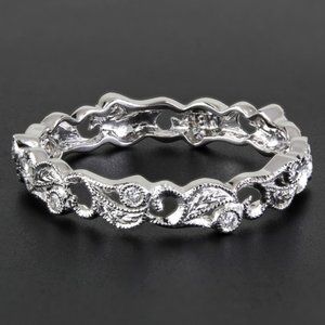 New Jolie 18k White Gold and Diamond Stackable Eternity Anniversary Wedding Ring